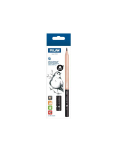 071260606-6,Creion grafit triunghiular MAXI 6B MILAN - Set 6