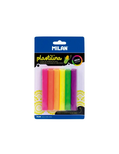 914706N,Plastilina 6x11.5 g Neon MILAN