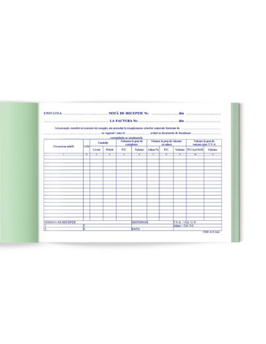 NOTARECEPTIEAUTOCOPIATIVA,Nota de receptie cu TVA 11 coloane autocopiativa L03677
