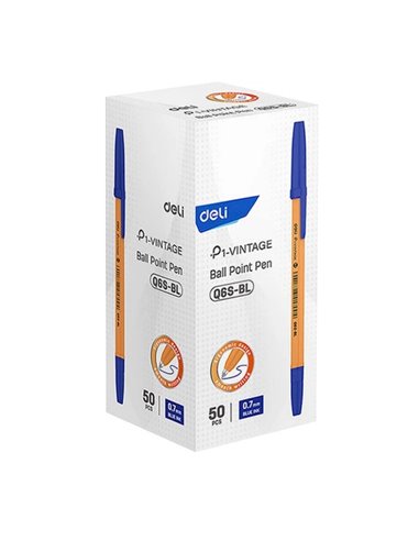 Set 50 pixuri de unica folosinta Orange Deli DLEQ6S-BL, 0.7 mm, Mina albastra