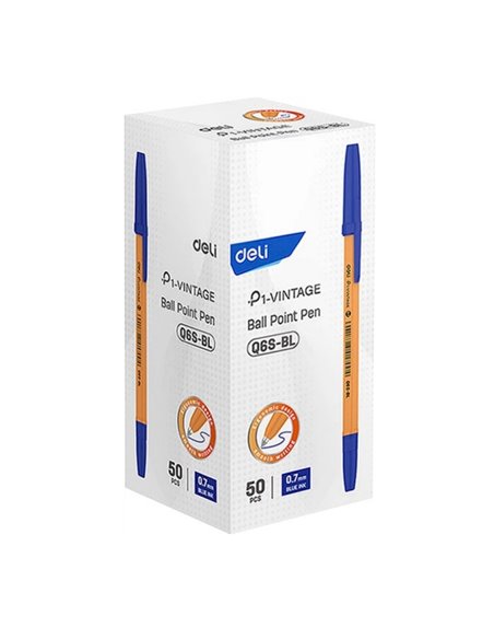 Set 50 pixuri de unica folosinta Orange Deli DLEQ6S-BL, 0.7 mm, Mina albastra