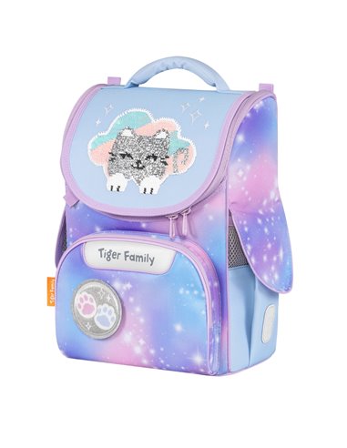 Ghiozdan scoala Tiger Family Nature Quest Pro, 35 x 31 x 19 cm, Motiv kitty in clouds