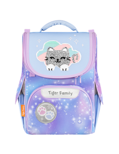 Ghiozdan scoala Tiger Family Nature Quest Pro, 35 x 31 x 19 cm, Motiv kitty in clouds
