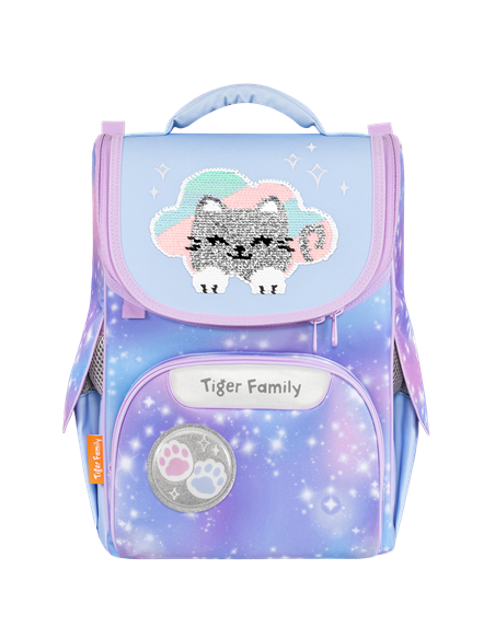 Ghiozdan scoala Tiger Family Nature Quest Pro, 35 x 31 x 19 cm, Motiv kitty in clouds