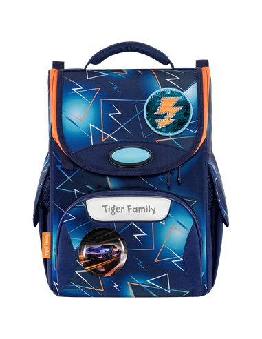 Ghiozdan scoala Tiger Family Nature Quest Pro, 35 x 31 x 19 cm, Motiv lightning, Go green