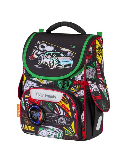 Ghiozdan scoala Tiger Family Nature Quest Pro, 35 x 31 x 19 cm, Motiv Speed round