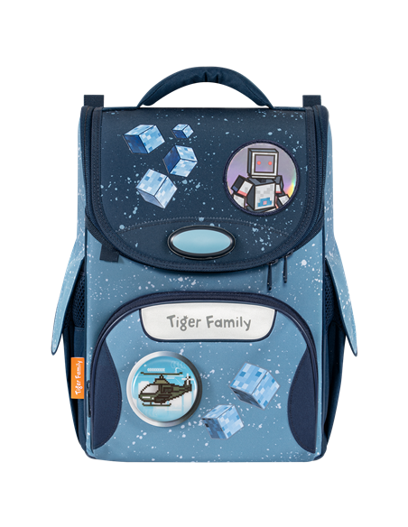 Ghiozdan scoala Tiger Family Nature Quest Pro, 35 x 31 x 19 cm, Motiv block city, Go green