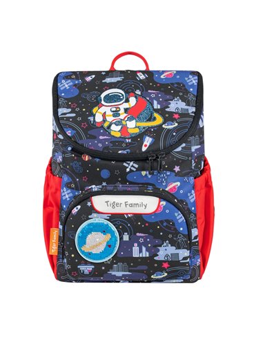 Ghiozdan gradinita Tiger Family Journey, 35 x 28 x 17 cm, Motiv cities in space