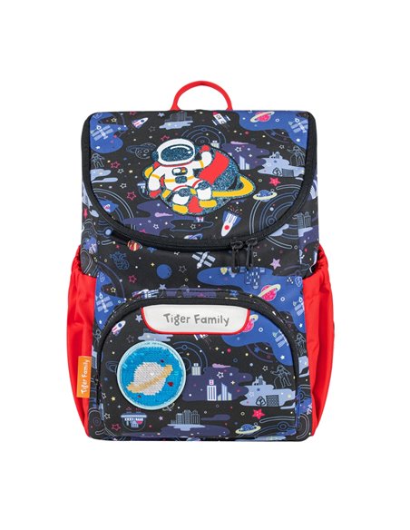Ghiozdan gradinita Tiger Family Journey, 35 x 28 x 17 cm, Motiv cities in space