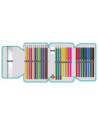 Penar echipat cu 1 fermoar si 2 extensii S-COOL SC3261, 32 piese, Think pink