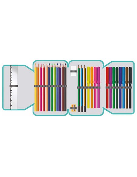 Penar echipat cu 1 fermoar si 2 extensii S-COOL SC3261, 32 piese, Think pink