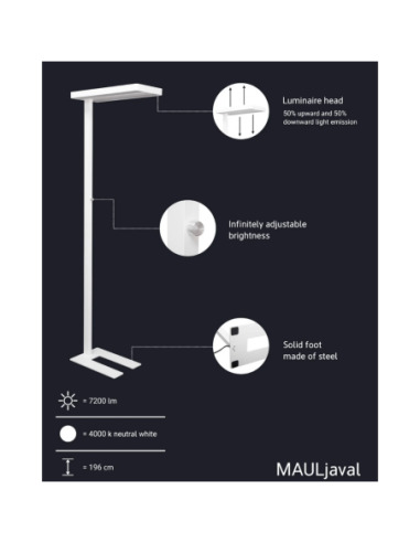 MA-82584-02,Lampa LED de podea, MAUL Javal - alba
