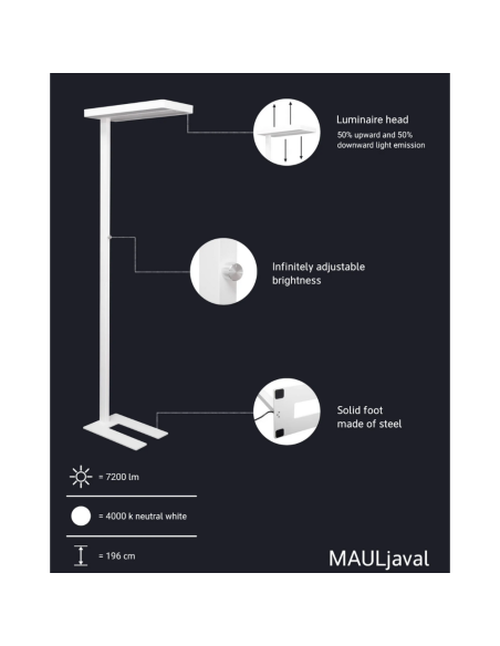 MA-82584-02,Lampa LED de podea, MAUL Javal - alba