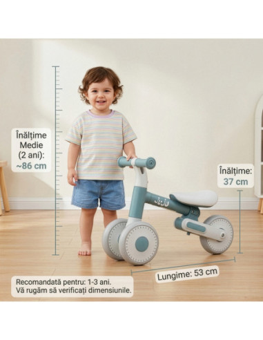 JU12125,Bicicleta balans fara pedale Juju Dody, Albastru (Resigilat)