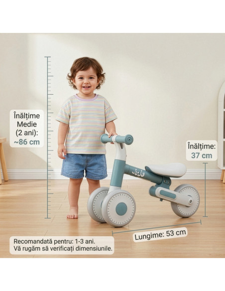 JU12125,Bicicleta balans fara pedale Juju Dody, Albastru (Resigilat)