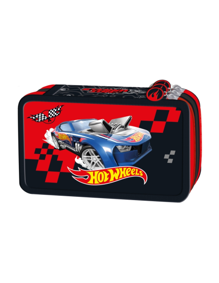 Penar echipat St.Majewski Hot Wheels, 3 fermoare, rosu cu negru, 651472