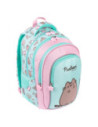 G601,Ghiozdan St.Majewski Pusheen, 40cm, 4 compartimente, verde menta cu roz, BPL58 / 663178