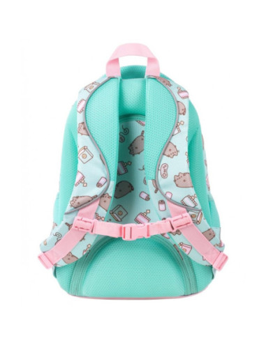 G601,Ghiozdan St.Majewski Pusheen, 40cm, 4 compartimente, verde menta cu roz, BPL58 / 663178
