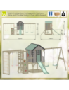 M60PP_G,Casuta de gradina Pastel Pink Adventure Cottage cu platforma, tobogan, leagan dublu si modul sport (M60PP_G), Wendi Toys