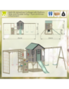 M60PP_GK,Casuta de gradina Pastel Pink Adventure Cottage cu tobogan, leagan dublu, modul sport si bucatarie (M60PP_GK), Wendi To