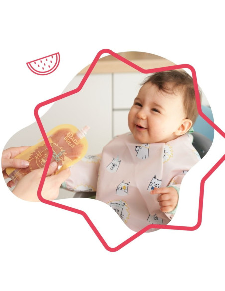 BB-B007024,Badabullle - Bavetica cu maneci, roz cu animalute vesele