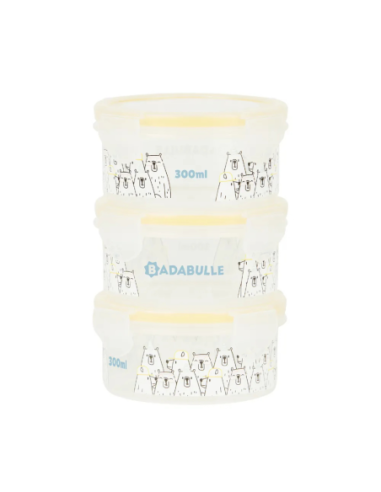 BB-B004306,Badabulle - Set 3 boluri ermetice Maxi 300 ml, pentru pastrarea hranei