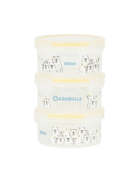 BB-B004306,Badabulle - Set 3 boluri ermetice Maxi 300 ml, pentru pastrarea hranei