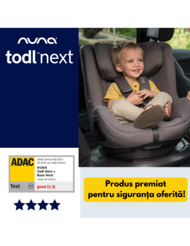 BB-CS14910TNDGLSET,Nuna - Set Scaun auto rotativ i-Size TODL next Thunder, 40-105 cm + Baza isofix BASE next i-Size pentru TODL 