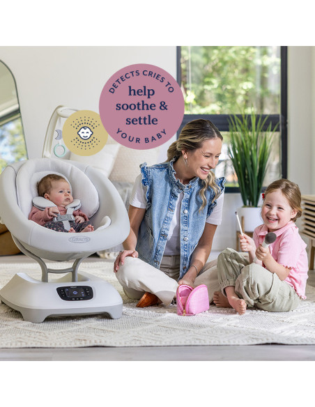 BB-1AU999RRIEU,Graco - Leagan electric Eluma Sway cu tehnologie inteligenta de detectare a plansului, pentru bebelusi, alb Rori