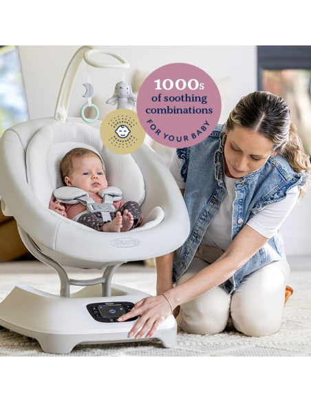 BB-1AU999RRIEU,Graco - Leagan electric Eluma Sway cu tehnologie inteligenta de detectare a plansului, pentru bebelusi, alb Rori