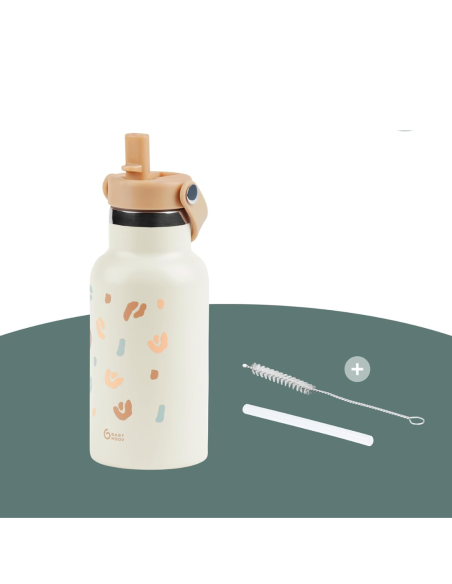 BB-A005010,Babymoov - Sticla termoizolanta din inox Little Explorer Animal Print Ivory