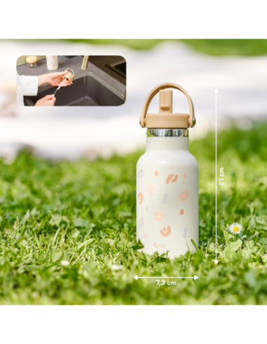 BB-A005010,Babymoov - Sticla termoizolanta din inox Little Explorer Animal Print Ivory