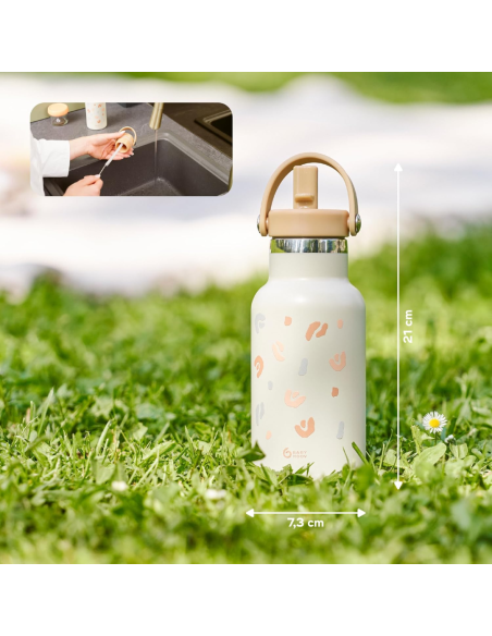 BB-A005010,Babymoov - Sticla termoizolanta din inox Little Explorer Animal Print Ivory
