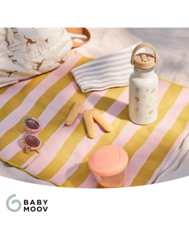 BB-A005010,Babymoov - Sticla termoizolanta din inox Little Explorer Animal Print Ivory