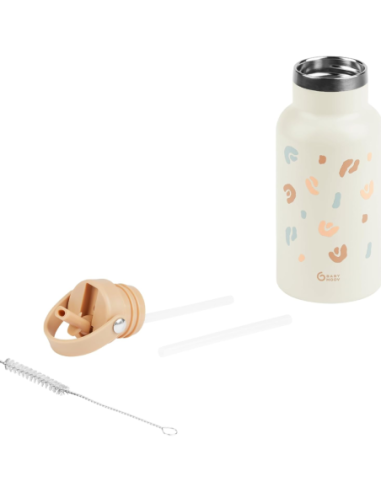 BB-A005010,Babymoov - Sticla termoizolanta din inox Little Explorer Animal Print Ivory