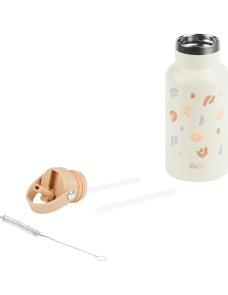 BB-A005010,Babymoov - Sticla termoizolanta din inox Little Explorer Animal Print Ivory
