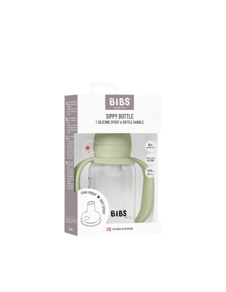 BB-50211250,BIBS - Set biberon tip Sippy Cup PP 150 ml cu cioc din silicon și sistem antipicurare, Sage