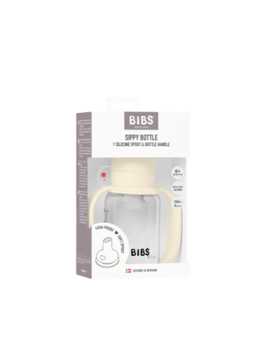 BB-50211216,BIBS - Set biberon tip Sippy Cup PP 150 ml cu cioc din silicon și sistem antipicurare, Ivory
