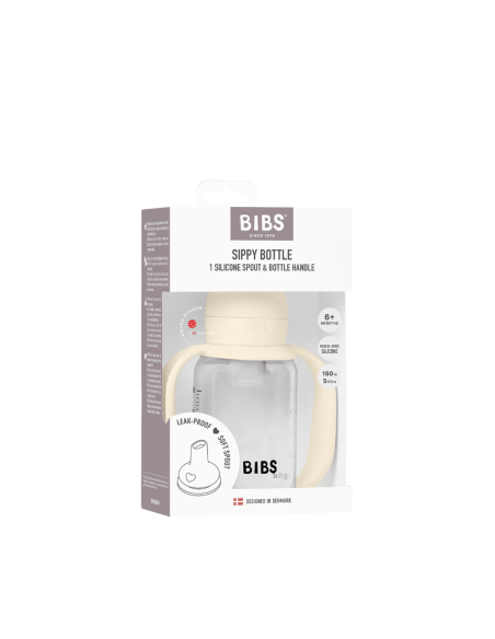 BB-50211216,BIBS - Set biberon tip Sippy Cup PP 150 ml cu cioc din silicon și sistem antipicurare, Ivory
