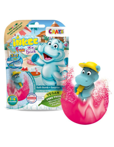 CRZ43417,Craze - Bila de baie Inkee cu surpriza hipopotam la plaja