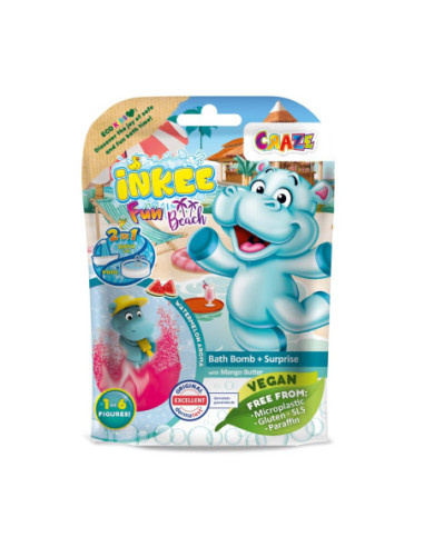 CRZ43417,Craze - Bila de baie Inkee cu surpriza hipopotam la plaja