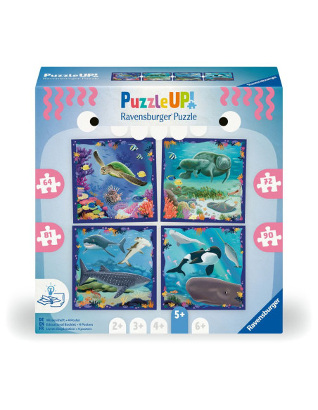 RVSPC04004,Ravensburger - Puzzle Up animale marine 4 puzzle 64 72 81 90 piese