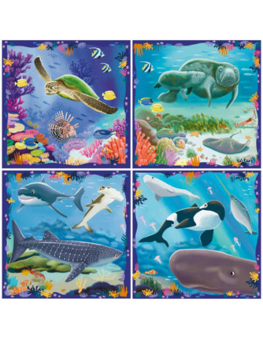 RVSPC04004,Ravensburger - Puzzle Up animale marine 4 puzzle 64 72 81 90 piese