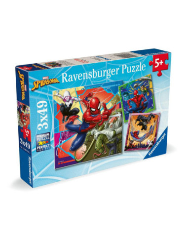 RVSPC04115,Ravensburger - Puzzle Marvel Spiderman 3x49 piese
