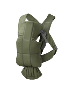 BS-021040E1,BabyBjorn - Marsupiu anatomic Mini, cu pozitii multiple de purtare, Dark Green, Tesatura