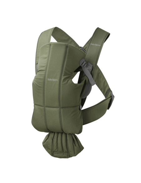 BS-021040E1,BabyBjorn - Marsupiu anatomic Mini, cu pozitii multiple de purtare, Dark Green, Tesatura