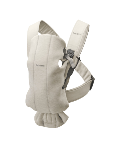 BS-021087E1,BabyBjorn - Marsupiu anatomic Mini, cu pozitii multiple de purtare, Light Beige, 3D Jersey