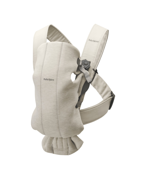 BS-021087E1,BabyBjorn - Marsupiu anatomic Mini, cu pozitii multiple de purtare, Light Beige, 3D Jersey