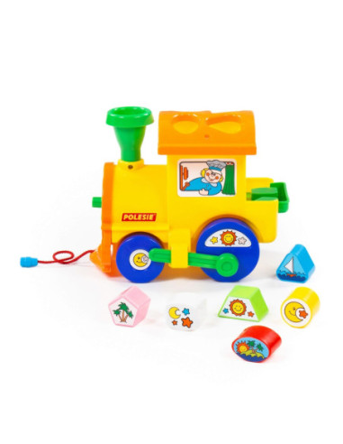 ROB-6189,Locomotiva educativa+forme, 22x14x18 cm, Cavallino