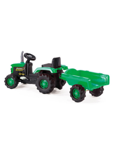 ROB-8053,Tractor cu pedale si remorca/verde/53x143x45 - Dolu
